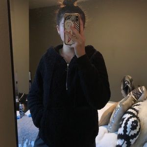 Black sherpa quarter zip